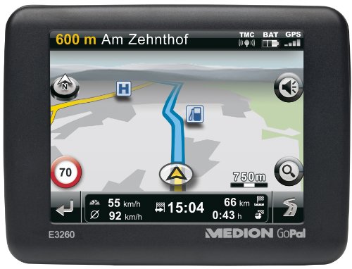 Medion GoPal E3260 Tragbares Navigationssystem (8,9 cm (3,5 Zoll)Touchscreen, TMC, Kartenmaterial Westeuropa)
