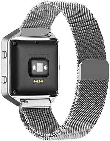 Fitbit Blaze Accessory Band, iWooplus Milanese Loop Stainless Steel Bracelet Strap with Premium HD Tempered Glass Screen Protector for Fitbit Blaze Smart Fitness Watch with Magnet Lock (Silver)