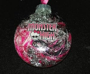 #!Cheap Monster High Christmas Glass Ornament Pink & Black Sparkle