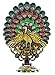 Ivenf Vintage Metal Oval Make-Up Hand/Table Mirror, Peacock Spread Tail, Green