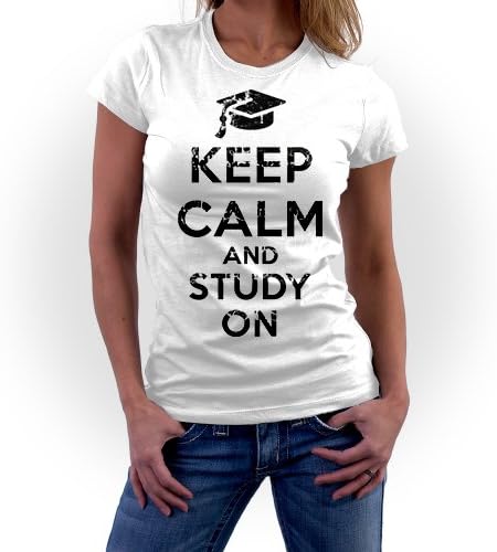 YT098WhiteS Keep Calm Study On Tee