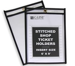 C-Line Stitched Shop Ticket Holders, 6 x 9 Inches, Both Sides Clear, 25 per Box (46069)