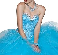 Girls   Beaded  Ball Gown Quinceanera Dress  With Ruffles