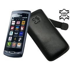 Suncase Ledertasche f�r Samsung Wave 2 GT S8530 schwarz