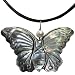 Mother of Pearl Hand-Carved Butterfly Pendant on Leather Cord Necklace