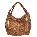Italian Designer Tooled Leather Hobo Handbag