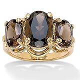 Smoky Quartz 18k Gold over Sterling Silver Ring