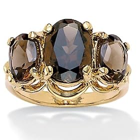 Smoky Quartz 18k Gold over Sterling Silver Ring: Jewelry