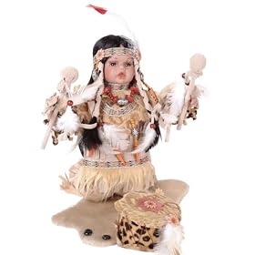 TAMA 12 Porcelain Indian w Drum Doll By Golden Keepsakes by Golden Keepsakes Dolls