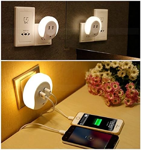 Sdida LED Night Light with Dusk to Dawn Sensor and Dual USB Wall Plate Charger LED Night Light US Plug