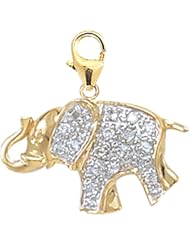 14K Yellow Gold Diamond Elephant Charm