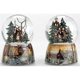 Pack of 2 Musical Victorian Carolers Christmas Snow Globe Glitterdomes