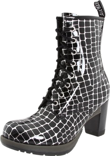 Dr. Martens Women's Darcie 8 Eye Boot ,Black/Silver,9 F(M) UK / 11 B(M) US