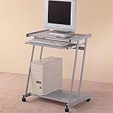 Coaster Contemporary Computer Workstation Office Desk / Table, Silver Finish