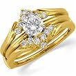 14Kt Yellow Gold Stylish Crown Diamond Ring Guard Enhancer (Center ring is not included)