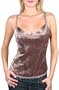 Arianne Women's Crushed Velour Charlize Camisole with Soft Padded Shelf Bra, Mink, Large