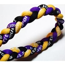 20" Purple/Yellow/Black Titanium Sport Tornado Baseball/Softball Necklace