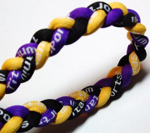20" Purple/Yellow/Black Titanium Sport Tornado Baseball/Softball Necklace