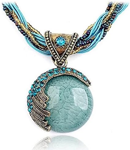 MERVINHK Stylish Fashion Women Lady Fancy Bohemian Beads Large Pendant Long Necklace