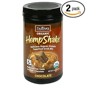 Nutiva Organic HempShake Mix, Chocolate, 16-Ounce Canister (Pack of 2)