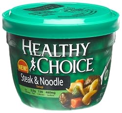Healthy Choice Soup Steak and Noodle, 14-Ounce Microwave Bowls (Pack of 12)