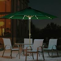 Outdoor Patio 9' Solar Umbrella Green