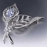 Swarovski Crystal Leaf Flower Brooch Pin