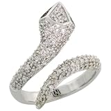 14k White Gold Snake Ring, w/ 0.72 Carat Brilliant Cut White & Black Diamonds, 7/8 (23mm) wide