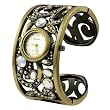 Geneva Platinum Hinged Cuff Jeweled Fashion Watch