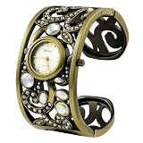 Geneva Platinum Hinged Cuff Jeweled Fashion Watch by Geneva