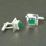 Franki Baker Green Onyx and Silver Cufflinks