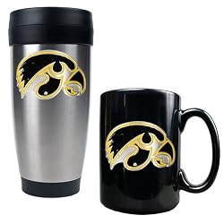 Iowa Hawkeyes NCAA Stainless Travel Tumbler And Ceramic Mug Set by Great American Products