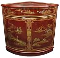 Asian Furniture & D&eacute;cor - 32" Ming Design Chinese Red Lacquer Oriental Corner Cabinet