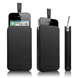 elago Slim Glide Genuine Leather I Case for Apple iPhone 4/4S - Black