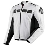 Icon Mens Accelerant Perforated Leather Motorcycle Jacket White Large