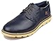Kunsto Men's Top Grain Leather Oxford Flats Shoes Lace up