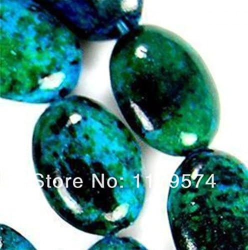 JuliesDeal , and beautiful 10mm Azurite Chrysocolla Jasper Oval Loose Bead 15''wj362£¨main stone color:white£©