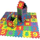 JWBBU キッズパズルマット 子供 組み合わせマット カラーマット 遊びマット おもちゃ 数字 字母36枚 (12cm)