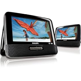 Philips PET7432/05 7 Inch Twin Screen Portable DVD Player with Car Mount and Travel Pouch - Black