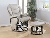 Bone Leatherette Rocker/Glider Recliner w/Ottoman