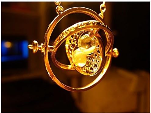 Asurhame Harry Potter Time Turner Necklace Hermione Granger Gold Hourglass Necklace (Gold)