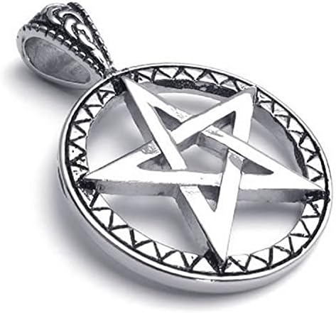 ZMSTORE Jewelry Stainless Steel Vintage Tribal Pentagram Star Pendant Mens Necklace, 18-26 inch Chain