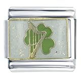 Clover & Golden Harp Italian Charms Bracelet Link