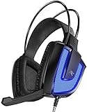 Sentey Gaming Headset Microphone Artix Black Gs-4561 Audiophile Stereo Headphones Gold USB 2.0 2.2 Meters Cable Vibration Integrated Subwoofer Noise Insulation Pads for Computer Pc Ps4, MAC