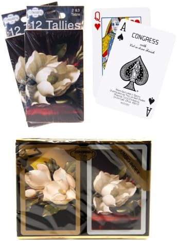 Bundle - 3 items: 1 Congress Playing Cards Southern Charm Bridge (2 Decks), with 2 Packs (12 Each Pack) Tallies, Jumbo Index