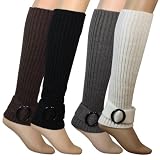 Belt Lace Up Boot Shaft Style Ribbed Knit Soft Acrylic Leg Warmer