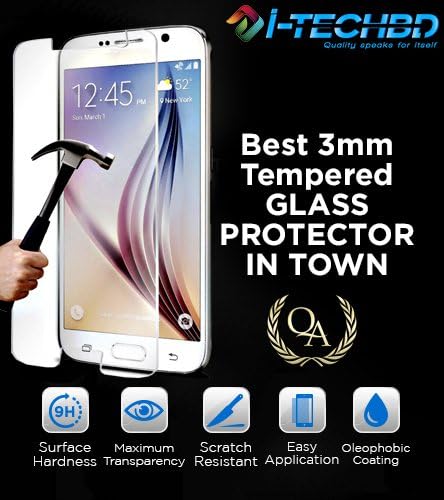 Best Galaxy S6 Edge (uncurved) Screen Protector HD Tempered Glass (Front) Screen Protector for Samsung Galaxy S6 &amp; S6 Edge (1-pack) not fully covered (S6 edge)[Premium Quality]