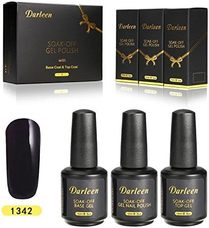 Darleen Soak Off Gel Nail Polish with Top Base Coat Kit Lacquer UV LED Bling Gelish series 1342 Bella¡¯s Vampire