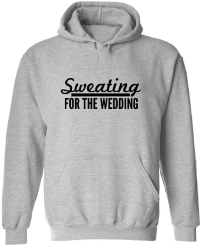 Wedding Tees Sweating For The Wedding (Black Print) Adult Hooded Sweatshirt (Heather Grey, Medium)