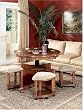 Wilmington Cherry & Burl Cocktail Table & 4 Benches By Powell Furniture
